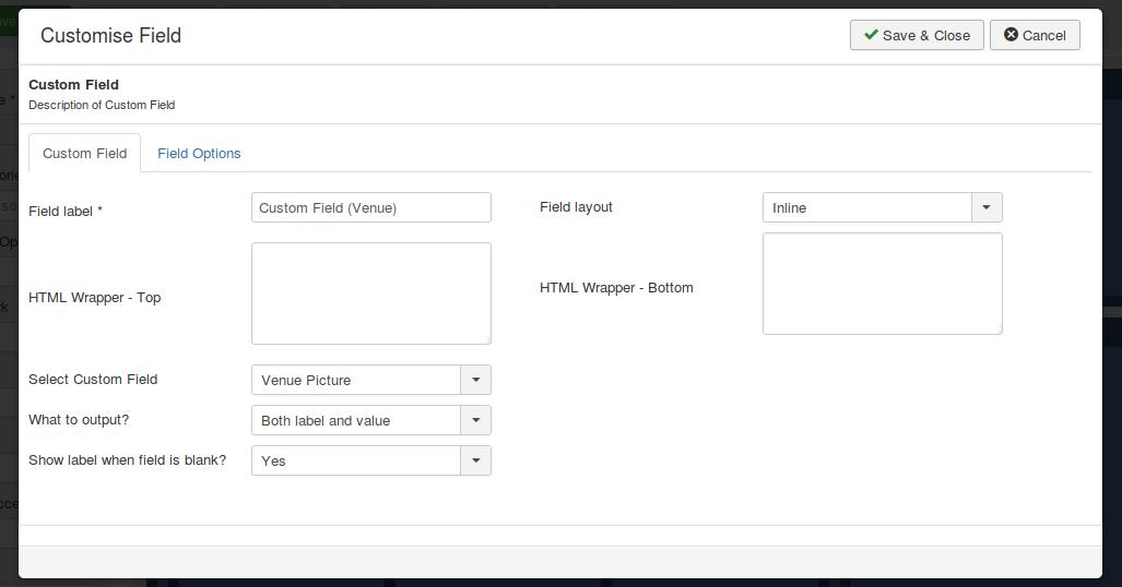 Joomla custom field specific options